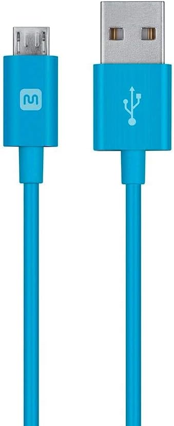 Monoprice USB Type-A to Micro Type-B Cable, 6 Feet, Blue, 2.4 Amp, Polycarbonate Connector Heads