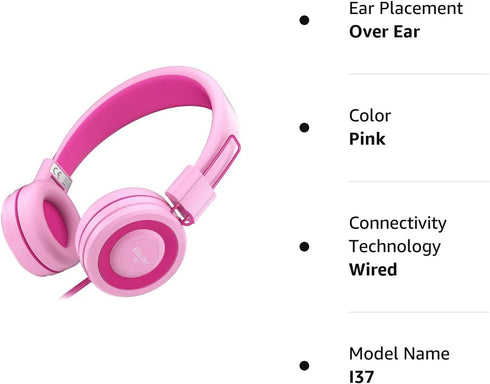 ELECDER i37 Kids Headphones - Children Girls Boys Teens Foldable Adjustable On Ear Headphones 3.5mm Jack Compatible