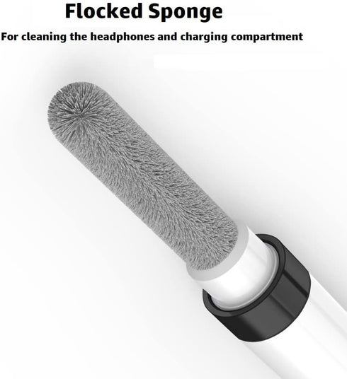 ECP4in1 Airpod Cleaner Kit, Tool for Airpods Pro 1 2 3, Flocked Sponge, Metal Pen Tip, 2 High-Density Brush - Black