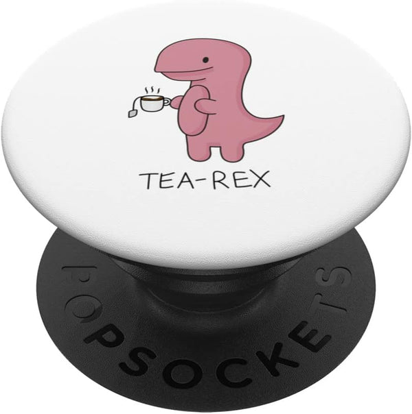 Tea Rex Dinosaur Cartoon Lover Funny Cute Dino PopSockets Swappable PopGrip Design