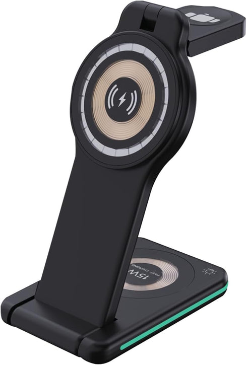 OTM Essentials 3-in-1 Wireless Charger, Fast Charging Station for iPhone, Smartwatch, and Wireless Earbuds, Portable