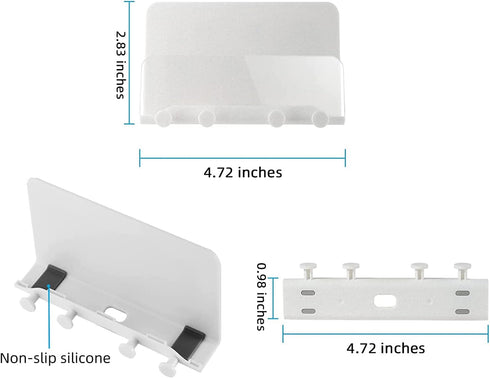 Clear Wall Mount Adhesive Phone Holder,Multi-Function Cell Phone Charging Brackets Holders,Hook for Living Room, Kitchen, Bathroom, Office,Compatible with Most Phones and Tablet
