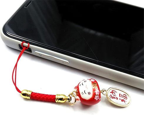JIARUN Ceramic Lucky Cat Mobile Phone Pendant DIY Mobile Phone Pendant Lucky Pendant Creative Nafu Lucky Cat Bag U Disk
