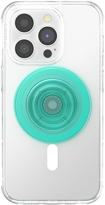 Translucent Mint PopSockets Phone Grip with MagSafe Compatibility, Wireless Charging Compatible Phone Holder.