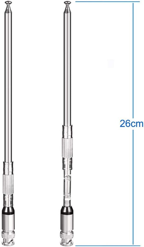 BINGFU 20-1300MHz 8 Police Scanner Antenna Section Telescopic BNC Male Compatible with Uniden Bearcat Whistler Radio