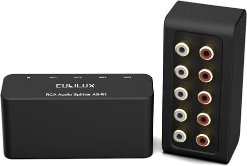 Cubilux AS-R1 4 Way RCA Audio Splitter Box, 4-Channel Stereo RCA Splitter, Passive