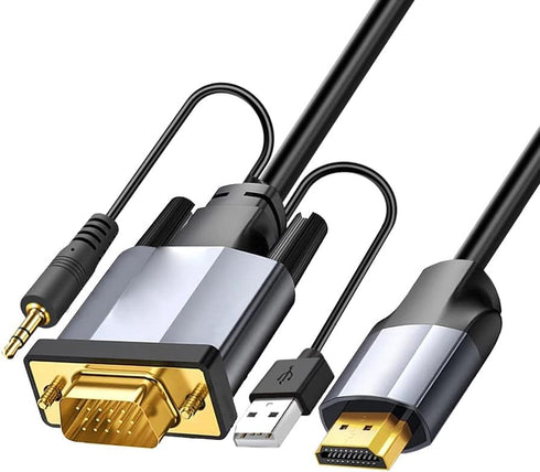 Tianle VGA to HDMI Adapter Cable with 3.5mm Audio, 1m/3.3FT Active Male VGA