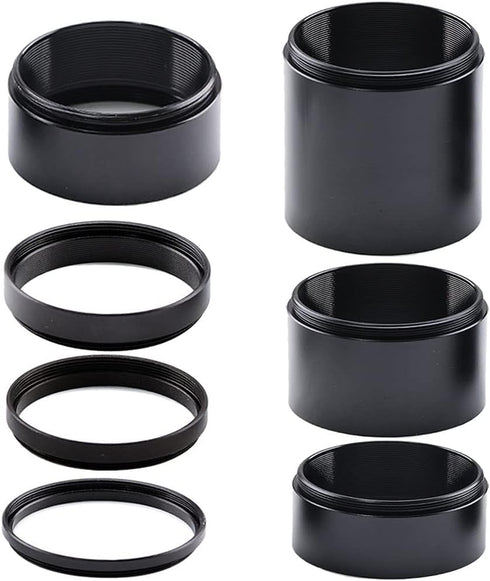 Telescope T2-Extension Tube Kit for SLR Cameras, Lengths 3mm to 55mm, M42x0.75 on Both Sides (Upgraded)
