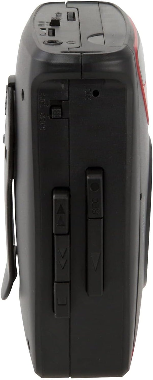 GPX Portable Cassette Player, Compatible with Headphone, Requires 2 AA Batteries, Red/Black (CAS337B)