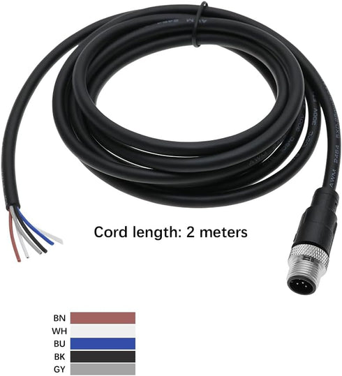 5 Pin M12 Sensor Connector Straight Aviation Cable Male to Male Waterproof Electrical Cable for Automation