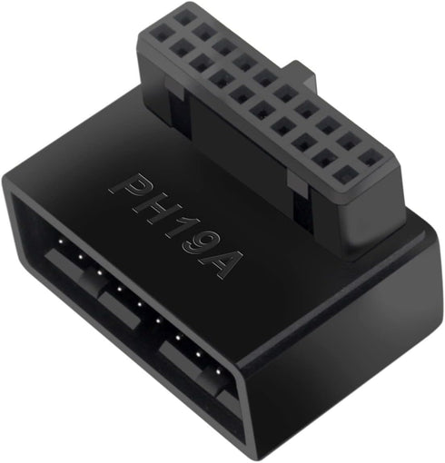 USB 3.0 90 Degree Motherboard Adapter, 19 Pin/20 Pin Male to Female Extension Adapter for Desktop