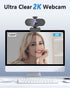QMKKX 2K Webcam for pc with Microphone,Privacy Cover Slider Streaming Web cam for Mac Laptop,USB External Computer