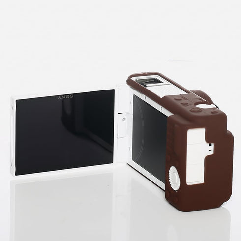 Pocoukate Silicone Case for Sony ZV-1F, ZV-1 II/ZV-1M2 Vlog Camera, Anti-Scratch Slim Fit with Screen Protector - Coffee