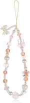 Shimmeroo Pink Camera Strap Wrist, Cute Glass Beads Digital Phone Wrist Charms Y2k