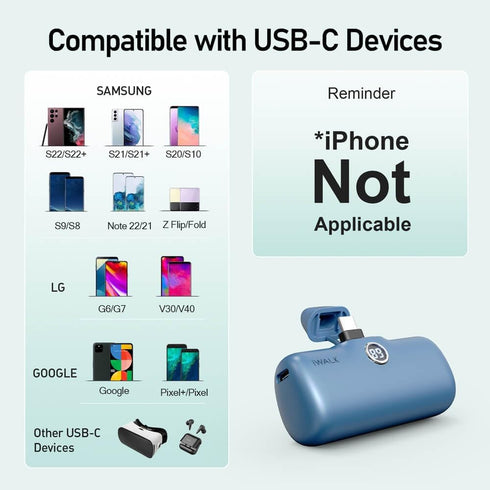 iWALK USB-C Portable Charger for iPhone 15: Mini 20W 4800mAh Wireless Power Bank Fast Charging Travel Battery Pack Compatible with iPhone 15 Plus/15 Pro/15 Pro Max/iPad/AirPods Andriod Phone Samsung