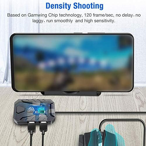 Mobile Gaming Keyboard Mouse Adapter Converter for PUBG, Android, iOS, Support Bluetooth, Adjustable Stand (Black)