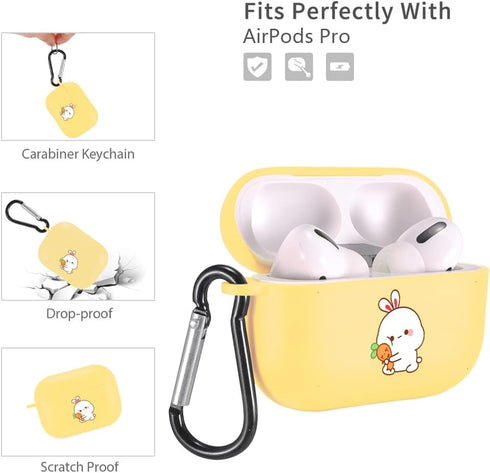 MAYCARI Carrot Rabbit Case for AirPods Pro, Cute Animal Design Protective Soft TPU Cover, Yellow
