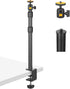 JEBUTU Camera Desk Mount Table Stand with Ball Head, Adjustable Light Stand with