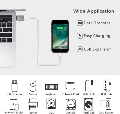Liaoan 3.0 OTG Adapter USB C to USB Indicator Light, Suitable for Mobile USB Flash Drive, Mouse Keyboard Converter.