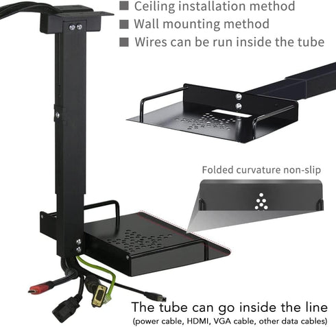 Universal Ceiling Mount with Tray, Adjustable 11.4-22 inches, No Hole Installation, Aluminum Alloy, for Projector/Camera