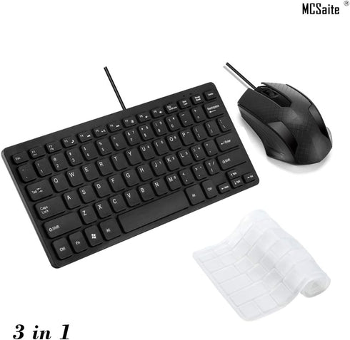 MCSaite Wired Mini Keyboard and Mouse Combo - USB 60% Keyboard with Keyboard Cover for Windows, PC, Laptop