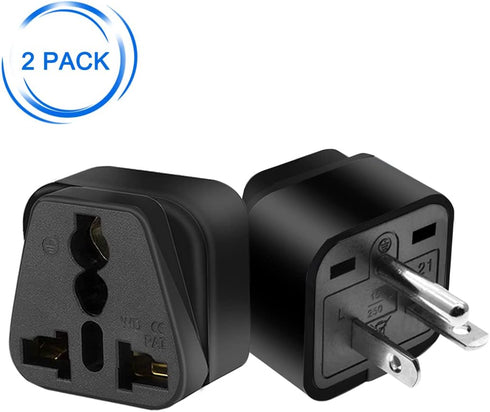 (2pack) NEMA 6-20P Plug Adapter,American US NEMA 6-20P Electrical Plug Adapter,US 3 pin Plug to Universal 3 Holes Socket Power Converter for NEMA 5-15P/5-20R/6-15P/6-20P/ EU/AU/US/UK (Black)