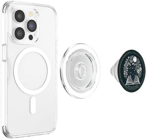 Just One More Chapter Floral Book Moon Lover Reading PopSockets MagSafe Grip for iPhone