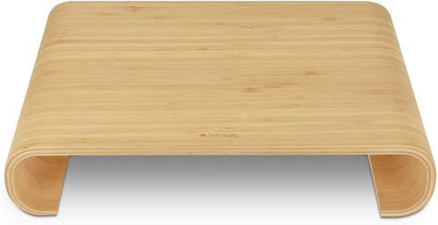 Navaris Wood Monitor Stand Riser - Desktop Organizer for PC TV Screen Notebook Laptop - Bamboo