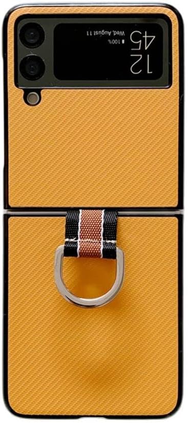 Lunivop Compatible with Samsung Galaxy Z Flip 3 5G Case, Ultra Slim Hard Plastic PU Leather Shockproof - Yellow