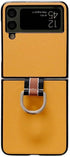 Lunivop Compatible with Samsung Galaxy Z Flip 3 5G Case, Ultra Slim Hard Plastic PU Leather Shockproof - Yellow
