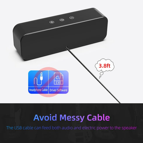 LIELONGREN USB Computer Speakers for Desktop, Small Soundbar with Hi-Quality Sound, Loud Volume, Rich Bass