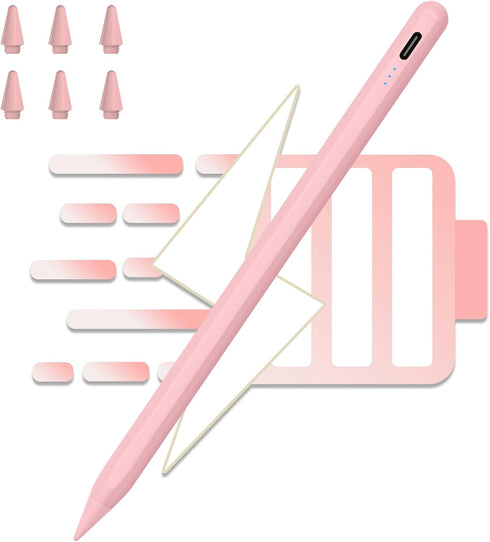 Stylus Pen for iPad, 10Min Quick Charge Active Pencil for iPad 2018-2024, Palm Rejection Tilt Sensor Magnetic Pen