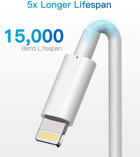 Lightning Cable MFi Certified - iPhone Charger 3Pack 3FT Lightning to USB A Charging Cable Cord Compatible with iPhone 14 13 12 SE 2020 11 Xs Max XR X 8 7 6S 6 Plus 5S iPad Pro iPod Airpods - White by Nikolable