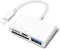 SD Card Reader for iPhone, Lightning to 4 in 1 USB Camera Adapter, Compatible with iPad with Charging Port