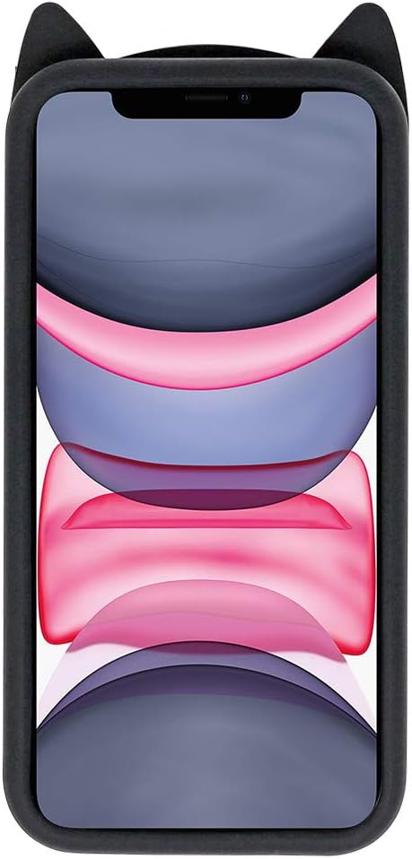 Cute iPhone 11 Case, Funny Animals Black Whisker Cat Ears 3D Cartoon Soft Silicone Shockproof Cover for Girls