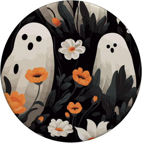 PopSockets Standard PopGrip | Cute Funny Halloween Spooky Ghost in Flowers Floral Pattern