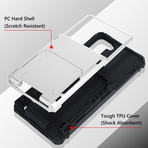 Wallet Case for Samsung Galaxy S22 Plus Case with 4-Card Credit Card Holder Slot Shockproof Cover Hybrid Heavy Duty Protection Armor Phone Case Compatible with Samsung Galaxy S22 Plus-White
