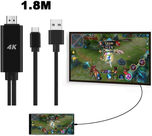 Fonus 4K S22/Plus/Ultra, USB C to HDMI Adapter AV Cable TV Video Hub Compatible with Samsung Galaxy Type-C Charger Port