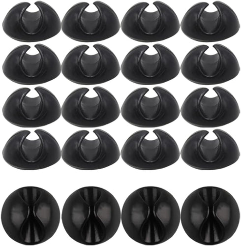 20 PCS Black Acrylic Adhesive Charger Cord Holder, Wire Organizer for Desk, Wall, Car, Nightstand, Office Management