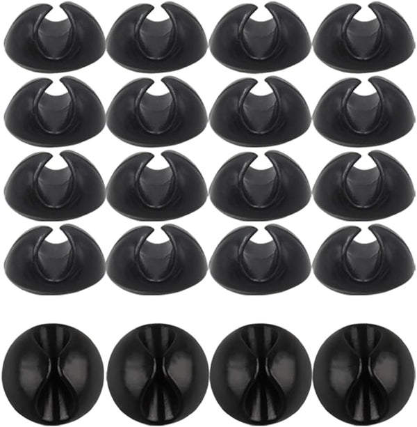 20 PCS Black Acrylic Adhesive Charger Cord Holder, Wire Organizer for Desk, Wall, Car, Nightstand, Office Management
