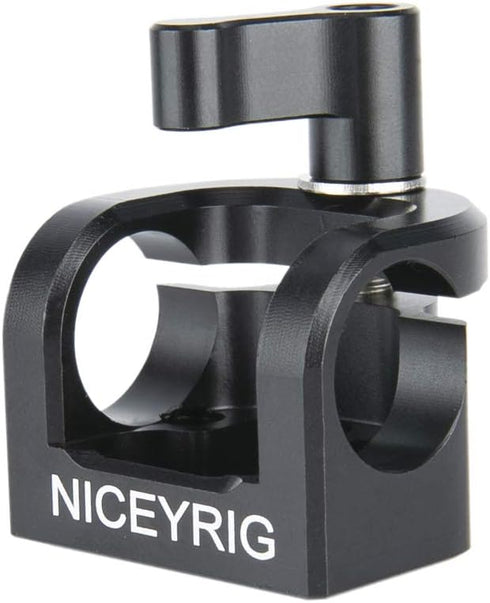NICEYRIG 15mm Rod Clamp - Single Rod Holder for 15mm Rail Support System, EVF Mount, LED Light, Microphone