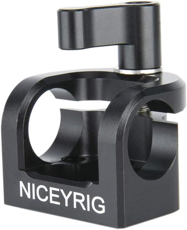 NICEYRIG 15mm Rod Clamp - Single Rod Holder for 15mm Rail Support System, EVF Mount, LED Light, Microphone