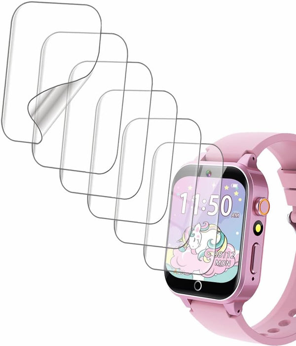 Screen Protector Compatible with Vakzovy X33 1.54” Smart Watch for Kids, Soft TPU, 6-pack, Bubble Self-healing
