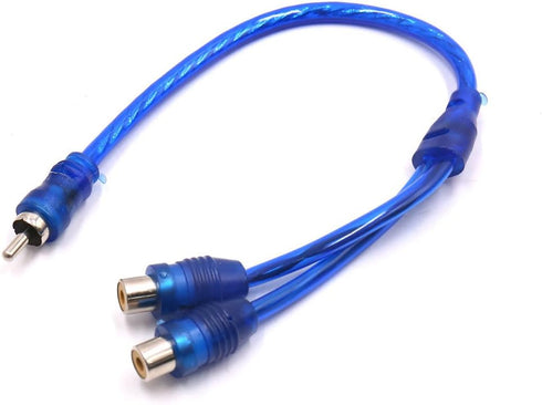 uxcell a17070300ux0615 2Pcs Blue Female to Male RCA Splitter Adapter, Car Audio Stereo Y Cable Wire Kit 2 Pack