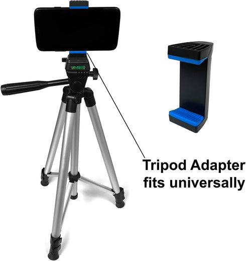 Acuvar 3.5" Universal Tripod Slim Smartphone Mount with Blue Soft Protective Rubber Grip for iPhone, Android, and All