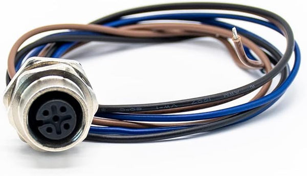 M12 Female Connector with 0.2M Cable, A Coded Back Mount Wiring, Waterproof 3Pin Socket