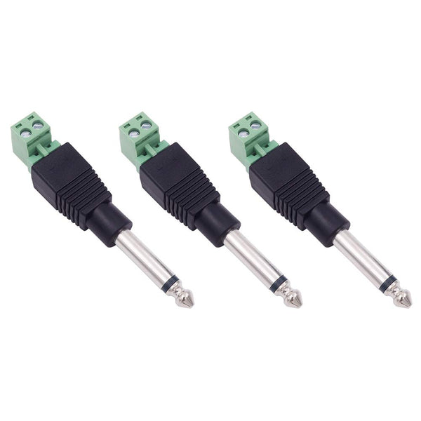 Fancasee 3 Pack 6.35mm Replacement Repair Plug Jack, TS 2 Pole Mono Male Plug for Audio Cable Repair
