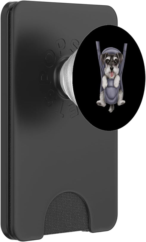 Miniature Schnauzer Puppy Lover PS Funny Miniature Schnauzer Puppy In A Baby Carrier. Dog Lover PopSockets PopWallet
