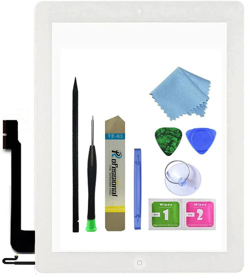 Touch Screen Digitizer Replacement for White iPad 4 4th Generation A1458 A1459 A1460 Repair Kit with Frame Bezel
