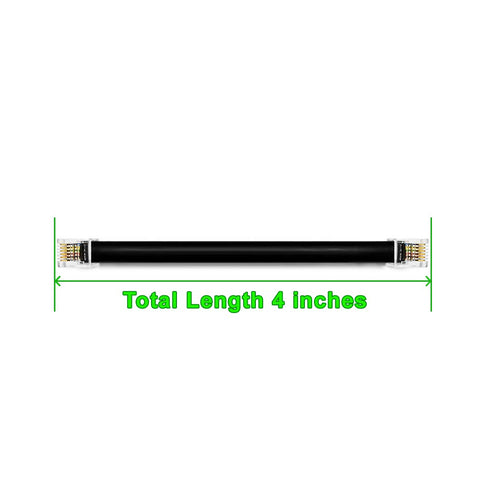 AmzDeals 4-Pack 4 inch Black RJ12 6P6C Male to Male Straight Wired Cable, Pro Grade, Made in USA